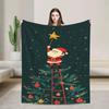 Flannel Blanket Christmas Theme Christmas Tree And Santa Claus Printed Blanket Gift Couch Bed Sofa Car Travelling Blanket