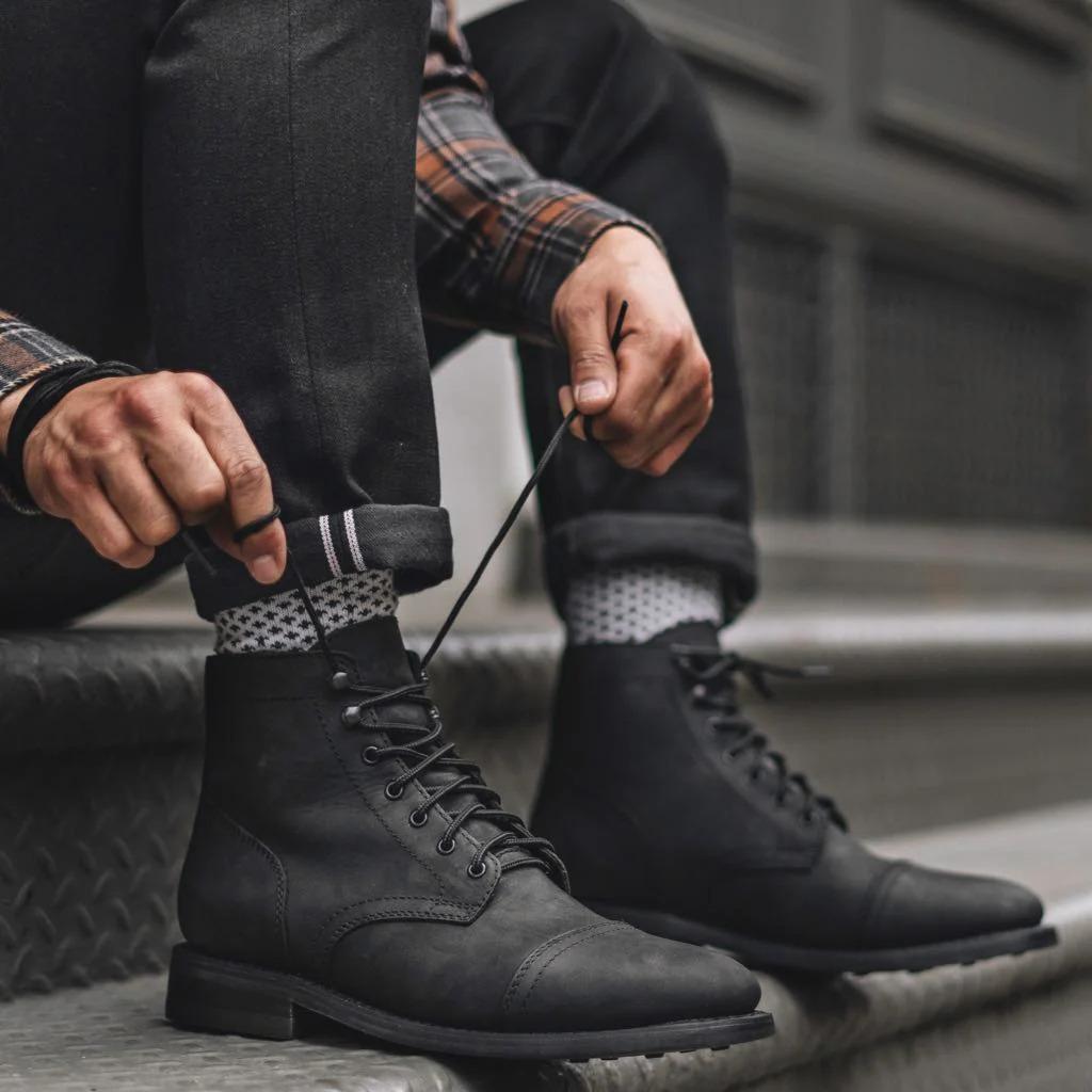 TEMU American retro round head tooling Martin boots high-top locomotive shoes men's shoes