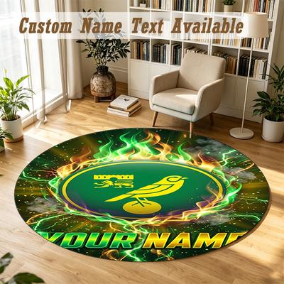 Round Rug Custom NameNorwich City Pattern Non Slip Carpet Home Floor Decor