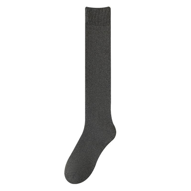 Women's Spring and Autumn Thickened Warm Calf Socks Cotton Socks Solid Color Casual Anti-abrasion and Anti-pilling Versatile Hoop Socks