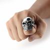 Joyería Exagerada de Acero Inoxidable Personalidad Retro Calavera Sobredimensionada Anillo de Acero al Titanio para Hombre
