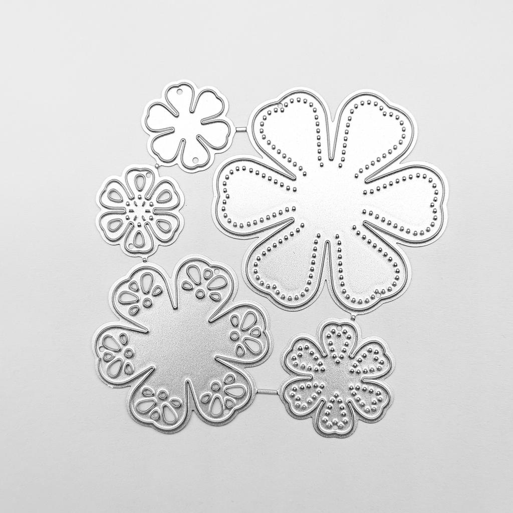 6-Petal Florals 5 In 1 Flowers Embossing Knife Die Metal Cutting Dies for DIY Scrapbook Paper Cards Embossed Decor Craft