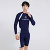 Mens Quick-Dry Rash Guard Set Long Sleeve Top Capri Pants UV Protection Snorkeling Swimwear