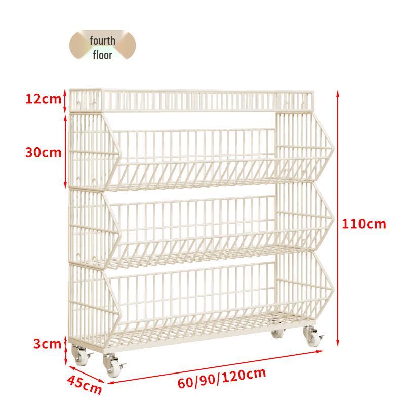 Multi-Layer Snack Display Rack with Wheels for Supermarket or Convenience Store