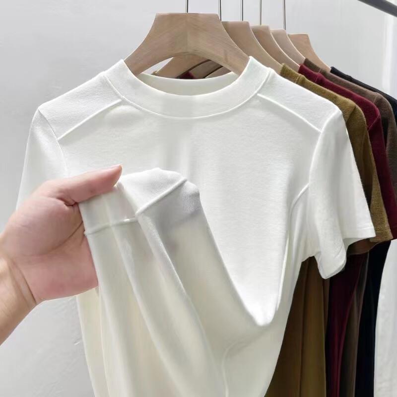 JOHLIN DREAM Women s Spring/Summer Round Neck Fishbone Short Sleeve Base Layer Top L