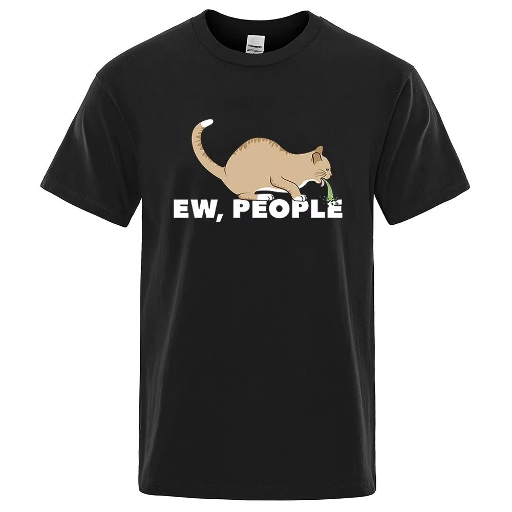 

Ew People Funny Vomiting Cat T-Shirt Men Hip Hop Quality Clothing Fashion Oversized Tshirts Cotton Tops Tee Loose Tshirt S