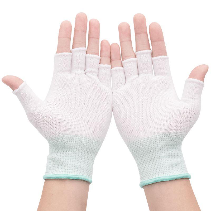 

Half Finger Gloves for Men and Women Labor Protection Wear-Resistant Work Non Slip Take-out Express Work Tea Picking Thin Full Exposed Finger Clothing Half Finger White 5 Pair One size