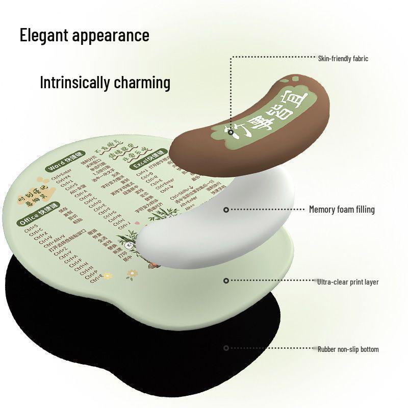 Cute Bamboo Mouse & Keyboard Wrist Rest: Anti-slip, Tendon Support, Home/Office Use