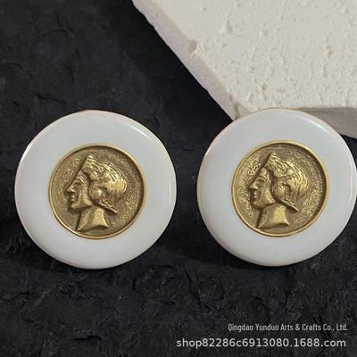 Vintage Enamel Portrait Earrings: Elegant Retro Style for Women