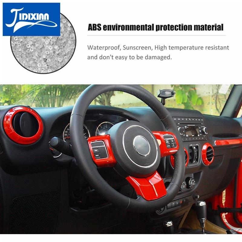 21 PCS Car Steering Wheel Air Conditioning Vent Gear Cup Holder Interior Decoration Accessories for Jeep Wrangler JK 2011-2017
