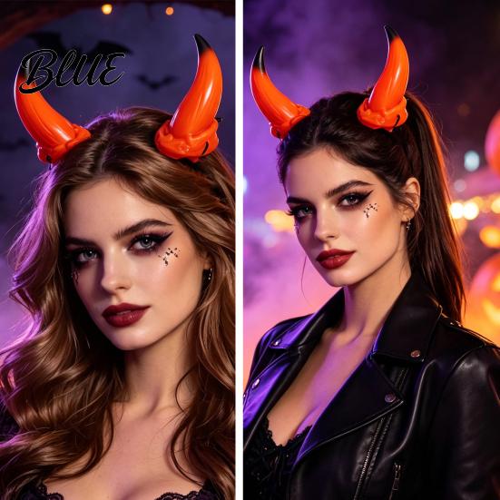 Realistische Hörner-Kopfbedeckung 3D Teufelshörner Kopfschmuck Rotes Dämonen-Haaraccessoire Weiche Vinyl-Requisiten für Halloween-Kostüm Cosplay Zubehör Kleid