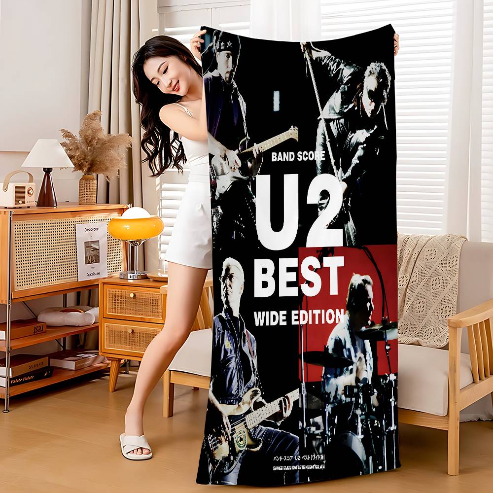 Rock Band Star U-U2 Musik Anime Strandhandtuch Weiches Saugfähiges Waschlappen Kindergeschenke für Kinder Reisen Camping Fitnessstudio