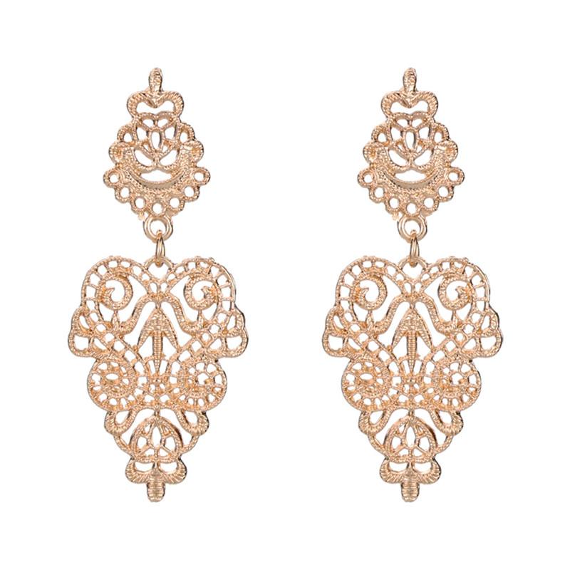 Baroque Hollow Geometric Dangle Earrings for Women Gold Color Palace Style Jewelry Bohemian Hanging Earrings Oorbellen