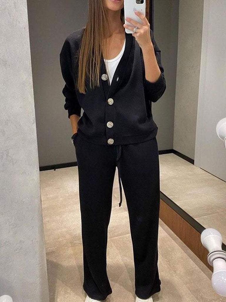 New Arrivals Women's Casual Sports Set Open-Knit Top Outfit