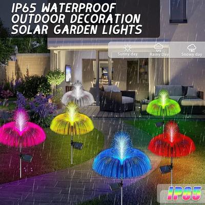 Lumini solare cu LED-uri pentru meduze Decor pentru grădină în aer liber Lumină pentru gazon 7 Schimbări de culoare Impermeabil pentru curte pentru curte Decor Lampă cu flori solare