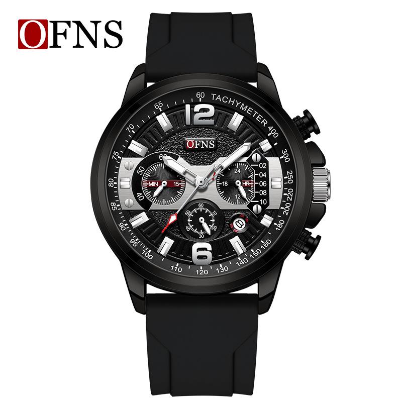 OFNS Oufanni Men s Luminous Calendar Quartz Watch with Silicone Strap