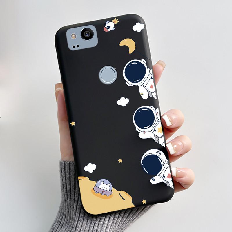 Cute Case For Google Pixel 2 / Pixel 2XL Printing Shell Pixel 1 XL Pixel1 Protective Cover Soft Silicone Cartoon Black Casing