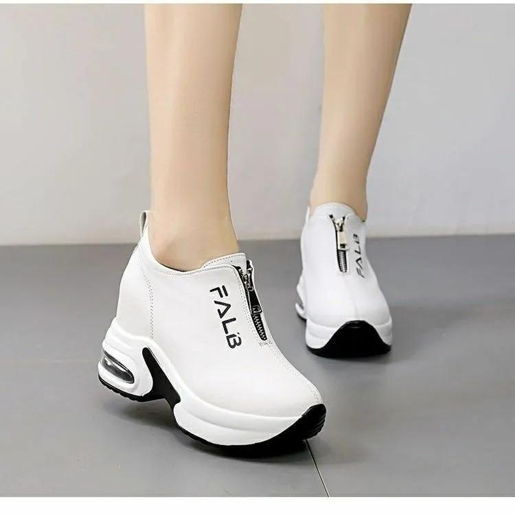 Podzimní a zimní dámské tenisky s platformou, klínkové tenisky, dámská obuv, ležérní dámská obuv, bílá obuv zvyšující výšku