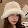 Imitation Mink Fur Winter Fisherman Hat Temperament Anti-cold Bucket Hat Plush Basin Cap  Daily