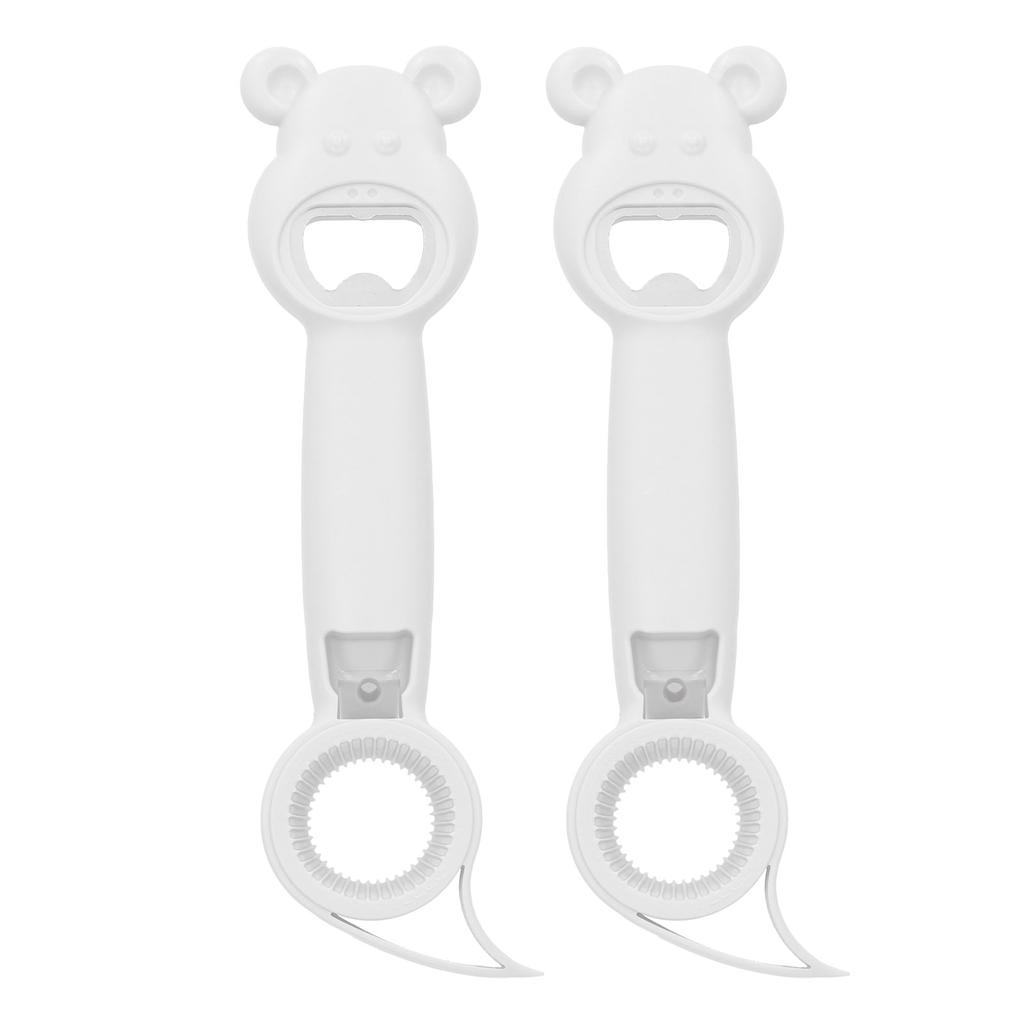 2Pcs 4?in?1 Can Opener Universal Portable Manual Drinking Beverage Bottle OpenerWhite
