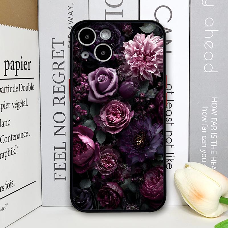 Stylish Black Rose Deep Purple Flower Phone Case for Samsung Galaxy S26 S25 S24 S24+ S23 Ultra S22 Plus S21 FE S20 Floral Cover