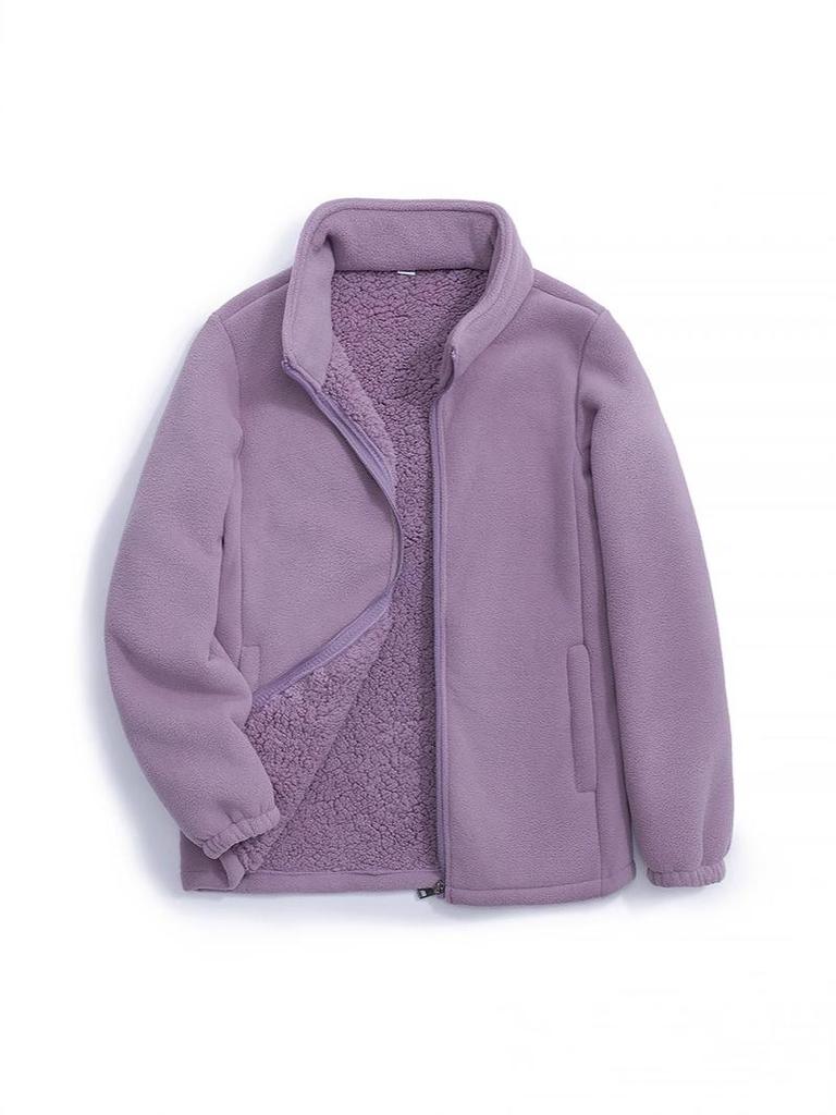 Unisex 2025 Cotton Coat: Short Fleece Stand-up Collar Cardigan for Autumn/Winter, Double-Sided Thick Warm Outerwear.