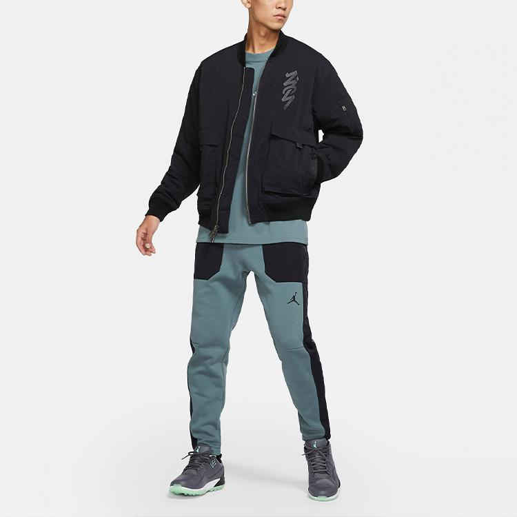 Jordan Zion Flight Embroidered Letter Bomber Cotton Jacket Men Outerwear Black DJ5868-010