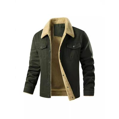 Men's Plus Velvet Thickened Lamb Velvet Casual Warm Tooling Cotton Men's Jacket Jacket Lapel Dad Top