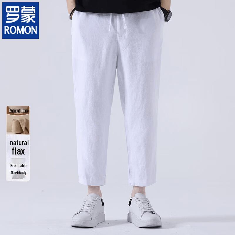 ROMON Men s Lightweight Linen Casual Pants S