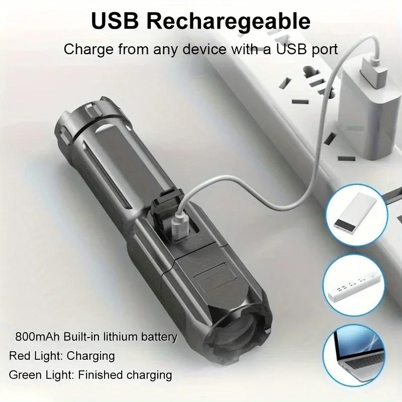Powerful LED Flashlight Rechargeable USB Waterproof Zoom Emergency Fishing Hunting For Outdoor Camping  Flashlight LED Torch Work Lamp