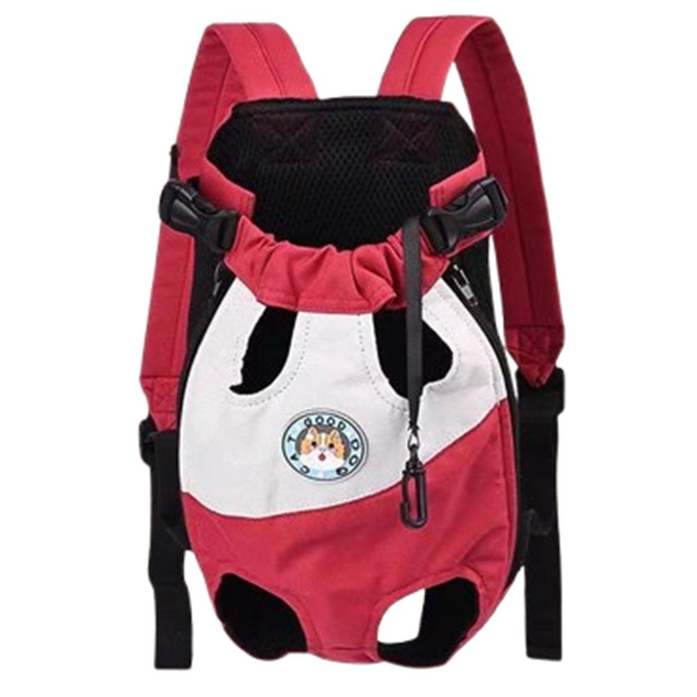 

Portable Pet Backpack Carrier Adjustable Outdoor Dog Chest Bag for Cats Puppy S красный/белый