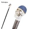 Blue Hat Resin White Skull Head Walking Cane Fashion Decorative Steel Stick Gentleman Elegant Cosplay Cane Knob Crosier 94cm