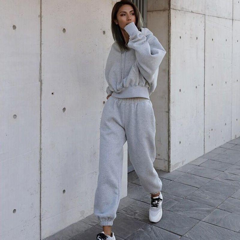 European Station Autumn and Winter New Hooded Drawstring Pants Pullover