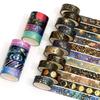 YUBBAEX Masking Tape Moon and Planet Designs Washi Paper Tape with Gold Foil Floral Decoration Tape for DIY Bullet Wrapping 20-Roll Set Space-themed