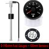 52mm Fuel Level Gauge 0-190ohm 7 Color Backlight Fuel Meter Indicator Waterproof Marine Boat RV Car Truck Gauge100-550mm Sensor