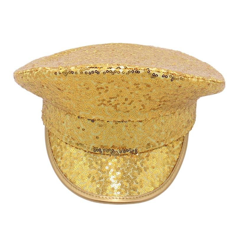 Sequins Silver Bridal Big Cap Model Cap Handmade Wedding Hat Performance Navy Hat Female