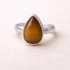 925 Sterling Silver Tiger Eye Ring, Handmade Teardrop Boho Gemstone Ring, Yellow Gold Plated Promise Ring