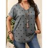 Plus Size Heart Design Pattern Printed T-shirts Summer Fashionable High Quality Short Sleeved Casual Sports V-Neck Pullover Tops