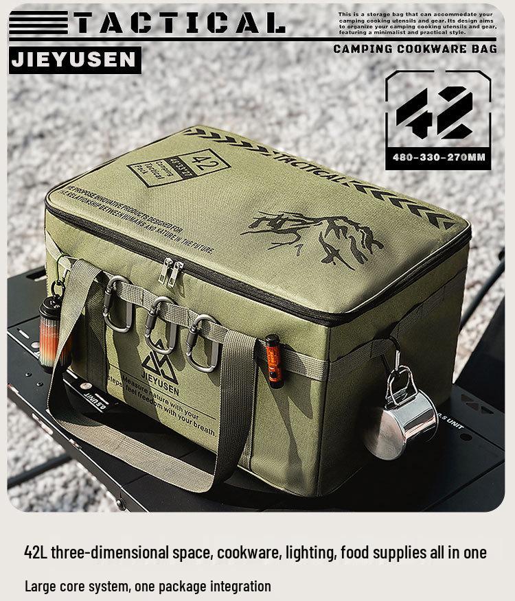 Portable Camping Gear Storage Bag with Anti-Collision Protection for Cookware, Tableware, Gas Canisters, and Accessories