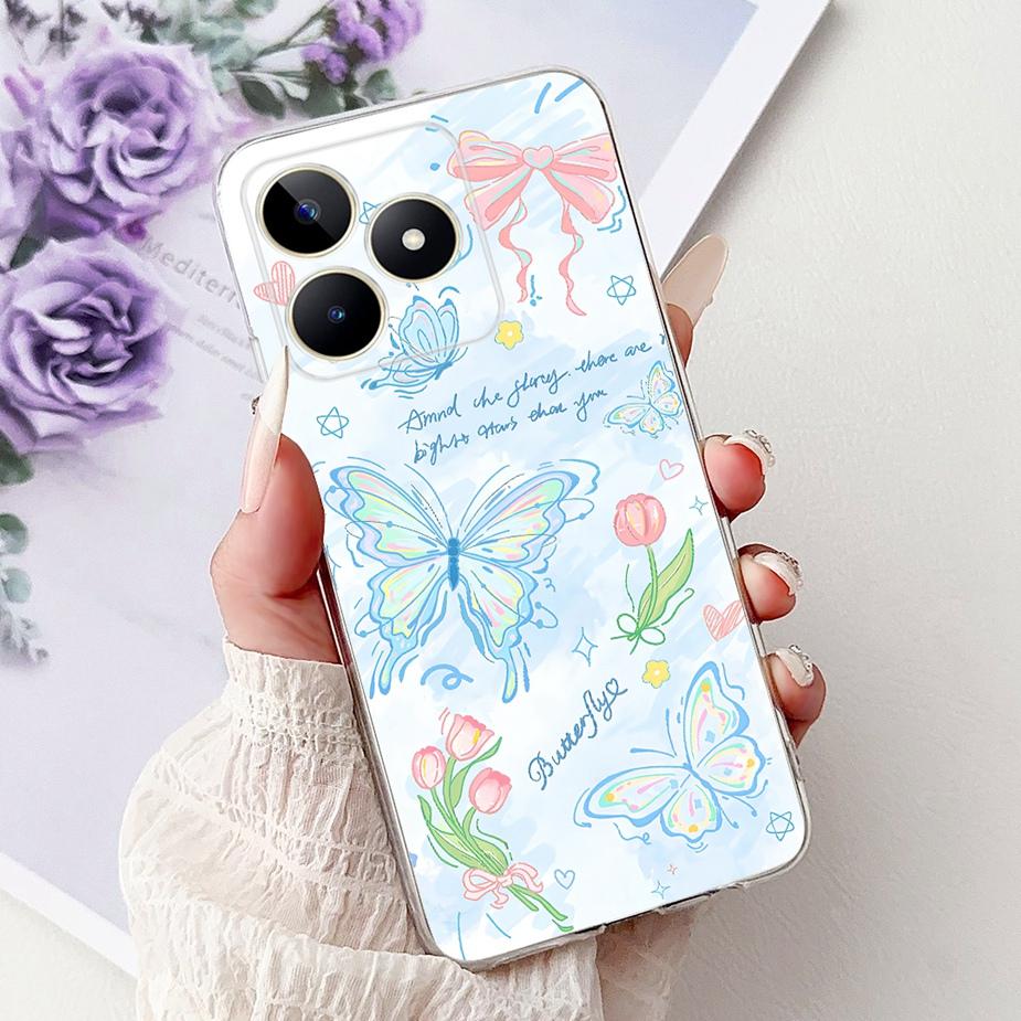 Für Realme Note 50 Hülle RMX3834 Niedliche Katze Bemalte Abdeckung Klare Silikon Weiche TPU Handyhülle Für Realme Note 50 Note50 Fundas Coque