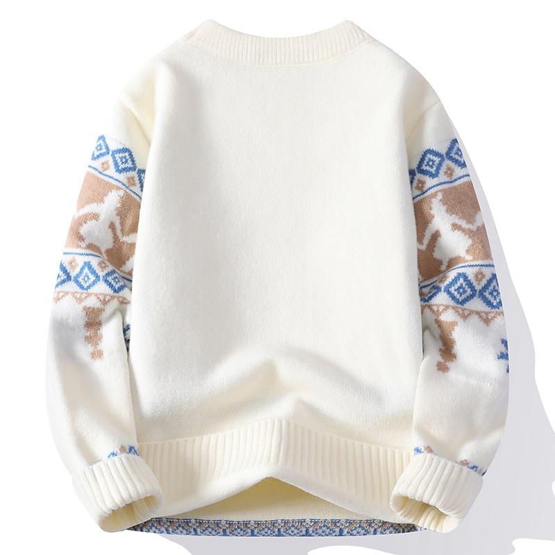Knit Sweaters for Men Crewneck Loose Fit Lightweight Sweater Men's Casual Twist Textured Patterned Cable Knitted Pullover Sweaters for Christmas