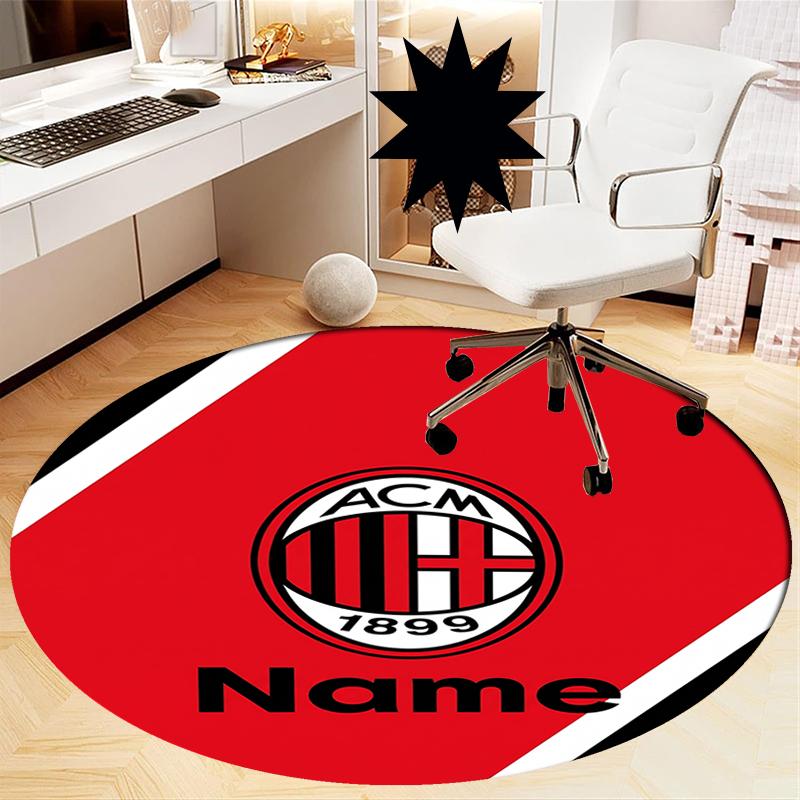 Custom Name AC Milan Printed Round Rug Carpet Chair Rug Area Rug Entryway Doormats,for Office Chair Living Room Bedroom Kitchen Room.