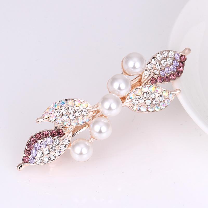 Colorful Pearl & Rhinestone Flower Bow Hair Clip