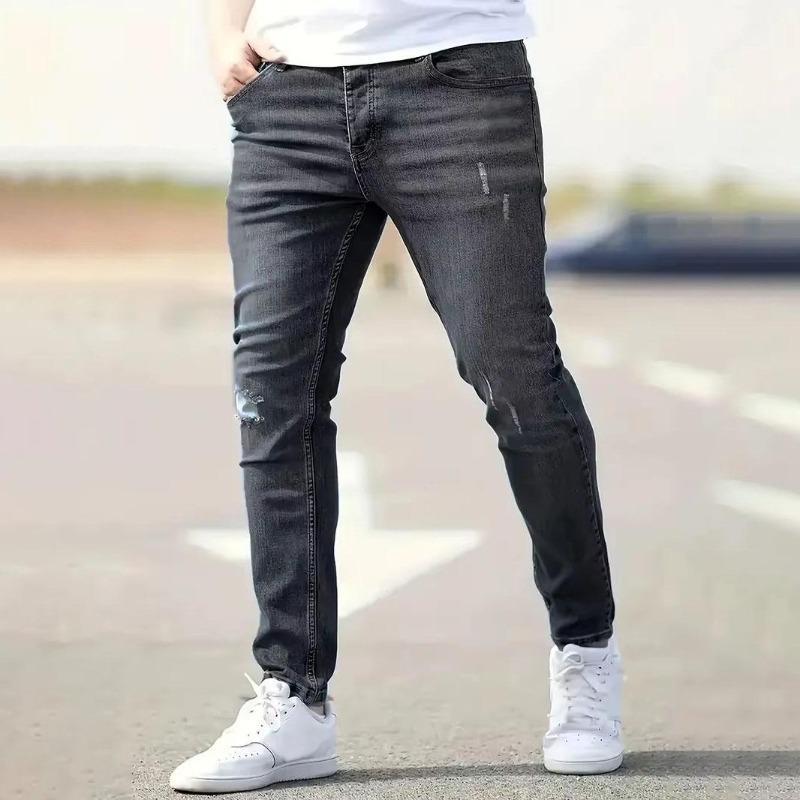 Mens Jeans Casual Skinny Pants Stretch Denim Trousers Male Slim Fit Straight Pants Fashion Jeans Soild Pencil Pants Man Clothing