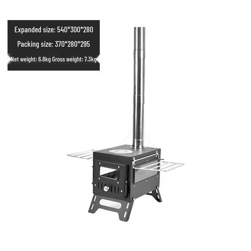 Outdoor Camping Stainless Steel Folding Wood Stove - Tent Heating, Lighting, Picnic - Cross-border Tourism