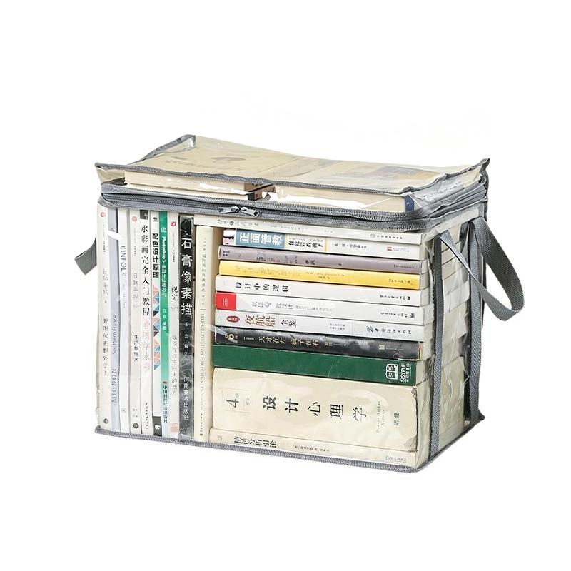 Transparent PVC Book Storage Box With Sturdy Handles And Large Capacity Perfect For Home Office School Dorm Storage