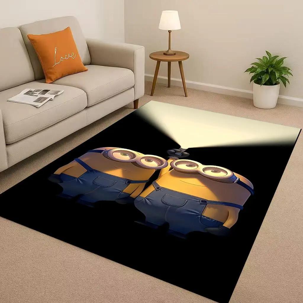 3D Cute Minions Cartoon Christmas Gift Living Room Non-Slip Area Rug Carpet for Bedroom Playroom Sofa,Home Decor Doormat