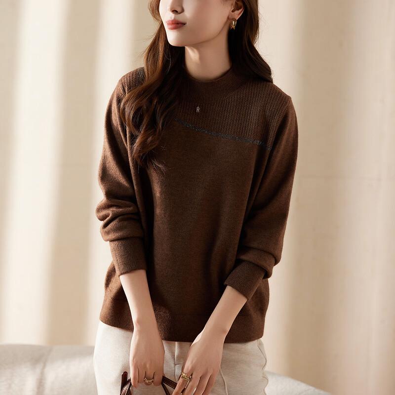 Jianhu Women's Semi-High Collar Warm Knit Sweater