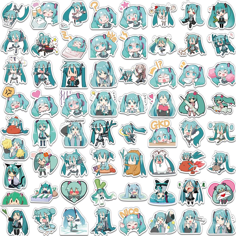 65-Piece Hatsune Miku Decorative Sticker Set for Luggage & Notebooks