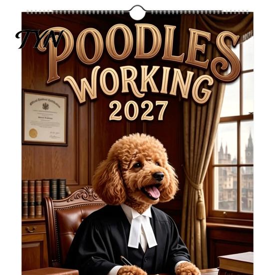 New Year Gift for Dog Lovers 2027 Funny Working Wall Calendar, Jan. 2027-Dec. 12 X Functional Memo Writing Pad 8 Inch Monthly Planner with Puppy